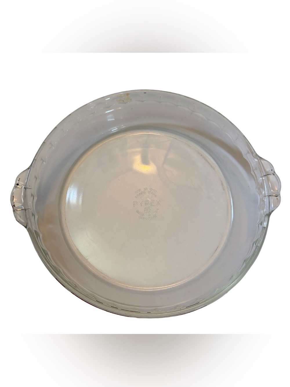 Vintage PYREX #229 9.5” Fluted Clear Glass Pie Plate